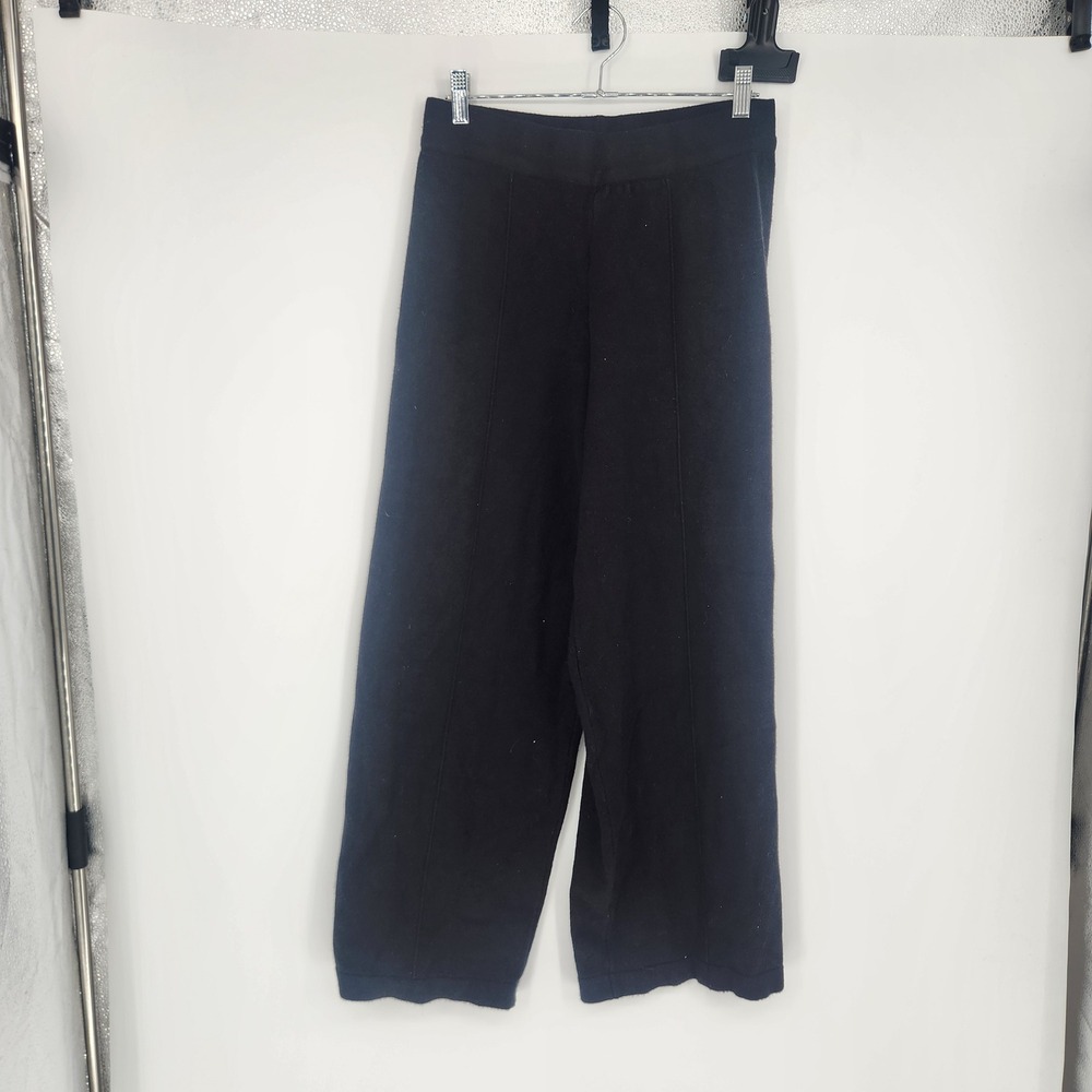 Three Dots Black Wide Leg Knit Pants Seam Detail Cropped XL TD006930